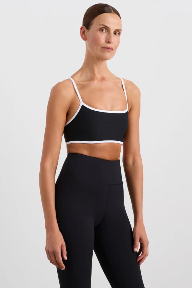 Athletica Contrast Bind Sports Bra 307 in BLACK/WHITE, image 1 of 1 from Aje