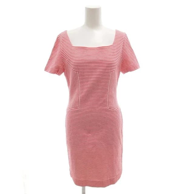 Dior Dress 9 White Pink Border Pattern Square Neck Short Sleeve Knee in White from The Reluxe, photo 1 of 1