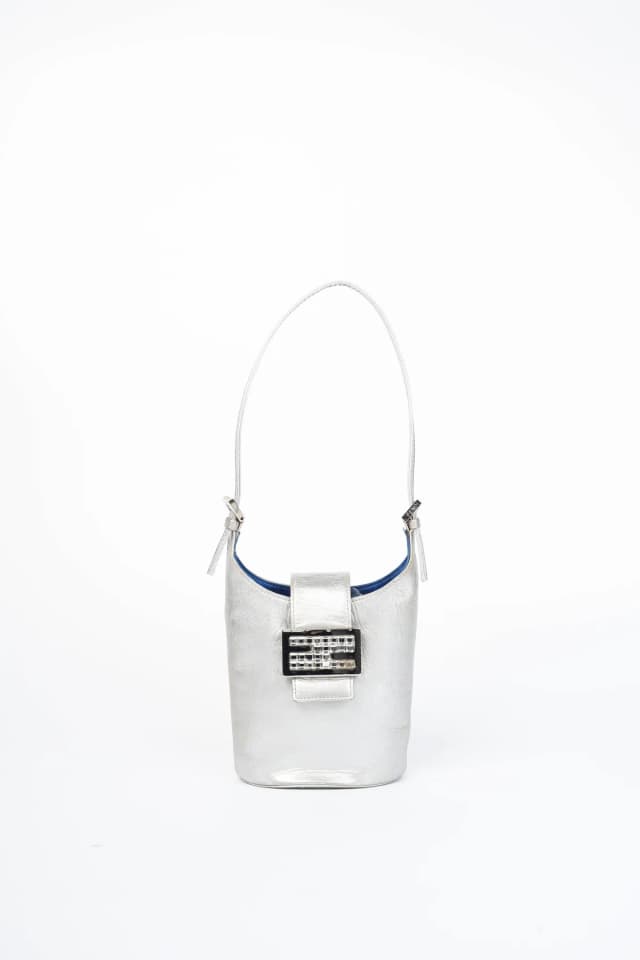 Fendi Vintage Silver Lambskin Leather Small Top Handle Bag in Silver Lambskin from Break Archive, photo 1 of 1