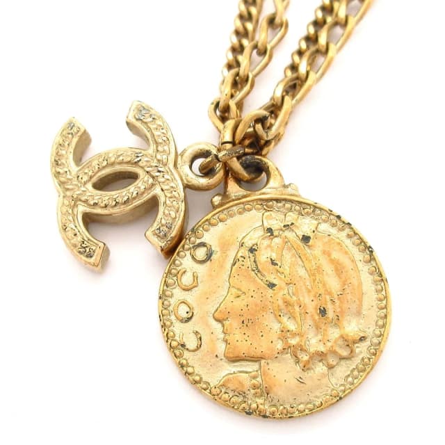 Chanel Necklace Gold Coin CC Logo Chain in Gold from The Reluxe, photo 1 of 1