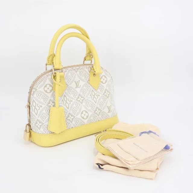 Louis Vuitton Shoulder Bag Since Alma BB Canvas Leather Light Gray Yellow in Grey Canvas from The Reluxe, photo 1 of 1