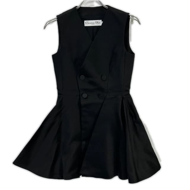 Dior Double Button Sleeveless Dress 34 in Black Silk from The Reluxe, photo 1 of 1