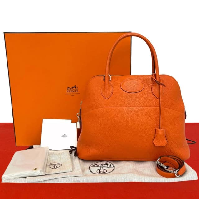 Hermès Bolide 31 Taurillon Clemence Leather 2-Way Shoulder Bag Orange in Orange Clemence leather from The Reluxe, photo 1 of 1