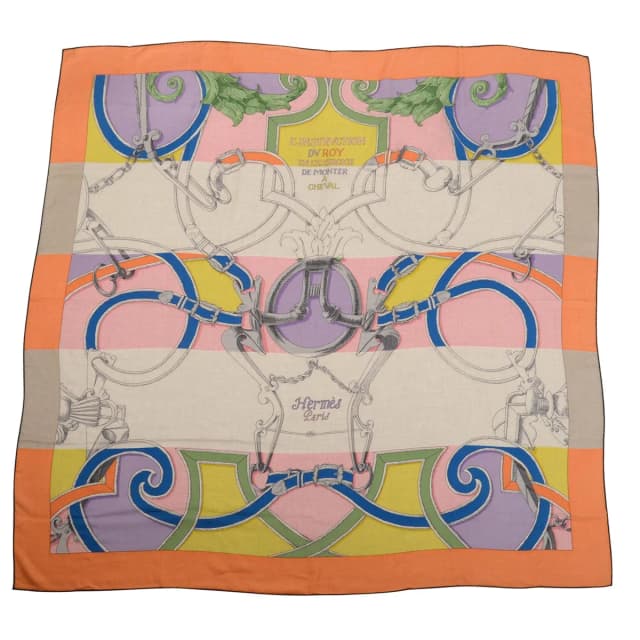 Hermès Cashmere & Silk L'Instruction du Roy Shawl 140 in Brown Silk from Blue Spinach, photo 1 of 1