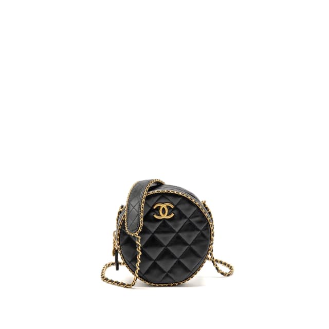 Chanel Round Vanity with Chain Lambskin Black GHW (Microchip) in Black Lambskin from EMIER, photo 1 of 1