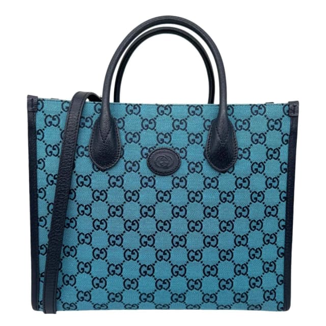 Gucci Interlocking GG Supreme Canvas Tote Bag Blue 659983 in Blue Canvas from Dallas Designer Handbags, photo 1 of 1