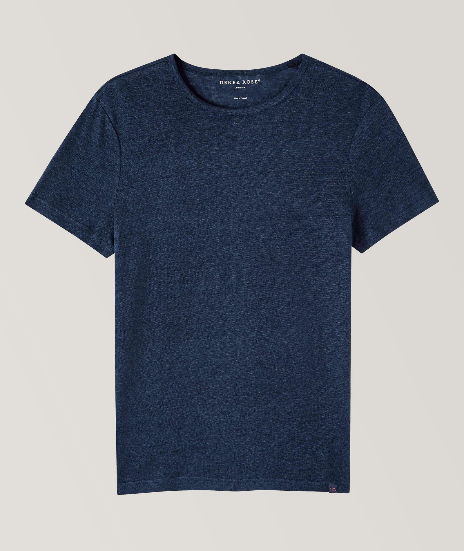 Derek Rose Jord Linen T-Shirt in Blue 100% linen, image 1 of 1 from Harry Rosen