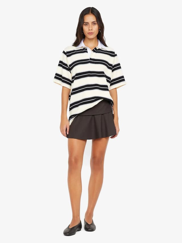Bec&Bridge INGRID MINI SKIRT - CHOC PINSTRIPE, image 1 of 1 from BEC + BRIDGE
