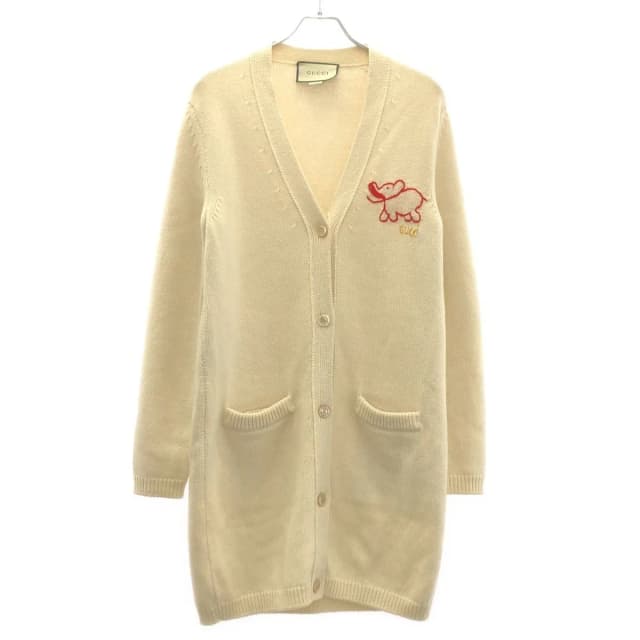 Gucci Embroidered Long Knit Cardigan White XS in White Wool from The Reluxe, photo 1 of 1