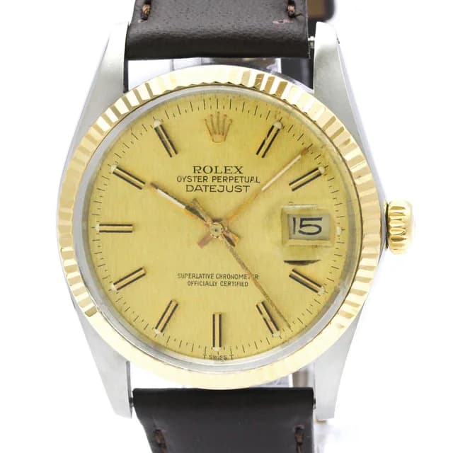 Rolex Datejust 16013 18K Gold Steel Automatic Mens Watch Polished in Gold Leather from Elady, photo 1 of 1