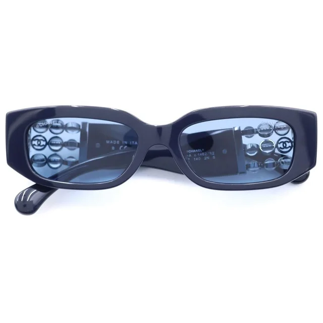 Chanel CC Logo Oval Shape Sunglasses Navy Eyewear in Navy from The Reluxe, photo 1 of 1