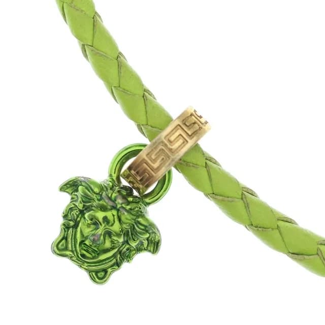 Versace Crystal Medusa Pendant Neckless Braided Logo Necklace Yellow in Yellow Leather from The Reluxe, photo 1 of 1