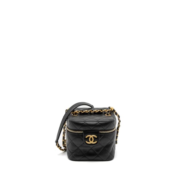 Chanel Top Handle Vanity Crossbody Bag Calfskin Black Brushed GHW (Microchip) in Black Calfskin from EMIER, photo 1 of 1