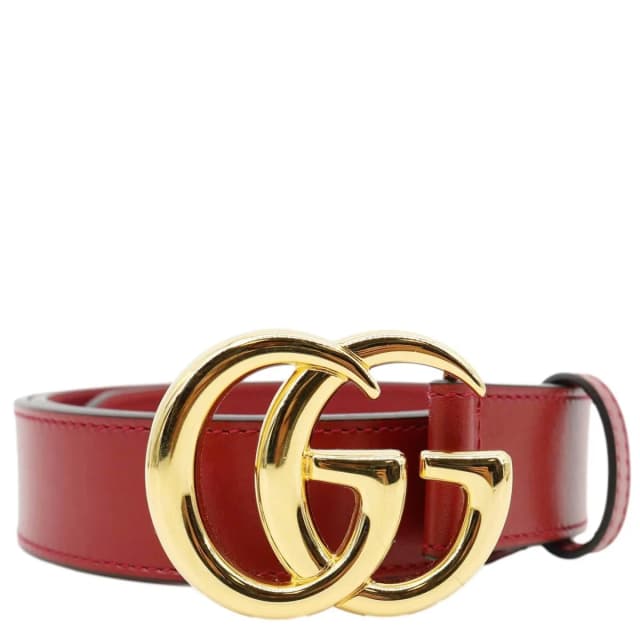 Gucci Double G buckle Marmont Leather Belt Red 414516 Size 80.32 in Red Leather from Dallas Designer Handbags, photo 1 of 1