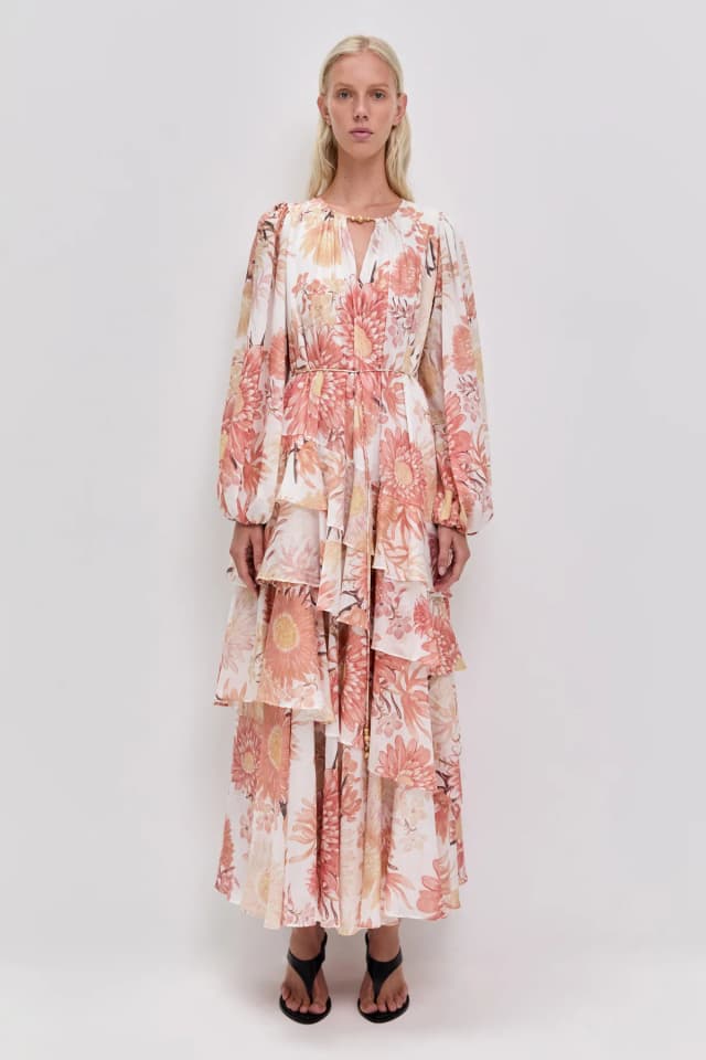 AJE Sevilla Maxi Dress in RUST NATIVE FLORAL, image 1 of 1 from Aje
