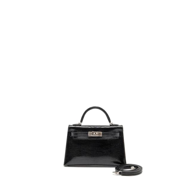 Hermès Mini Kelly II Lizard Niloticus Lisse Black SHW Stamp W in Black Lizard from EMIER, photo 1 of 1