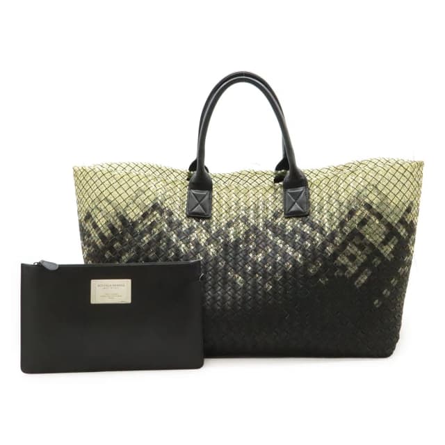 Bottega Veneta Intrecciato Gradient Cover GM Tote Bag Leather Clear Black in Black Woven leather from The Reluxe, photo 1 of 1