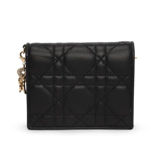 Cannage Mini Lady Dior Gardenia Wallet in Black Lambskin from Blue Spinach, photo 1 of 1