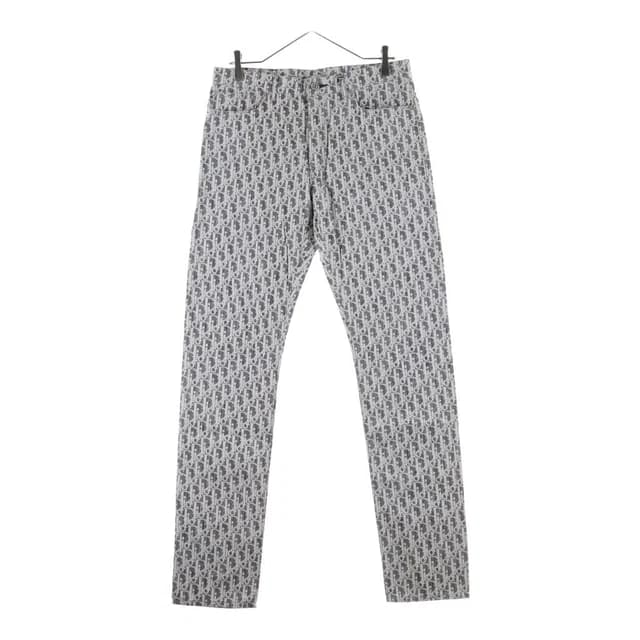 Dior Oblique Denim Pants Slim Fit All Over Print Gray in Grey Denim from The Reluxe, photo 1 of 1