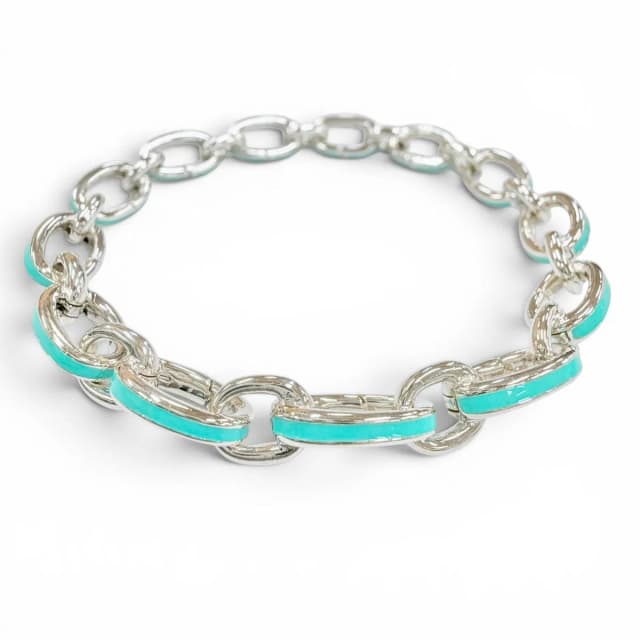 Tiffany & Co. Clasping Link 925 18 Bracelet Silver Blue in Blue from The Reluxe, photo 1 of 1