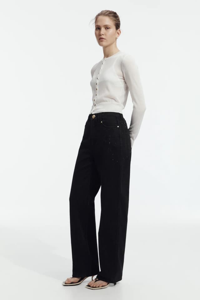 AJE Vanaia Denim Jean in WASHED BLACK, image 1 of 1 from Aje