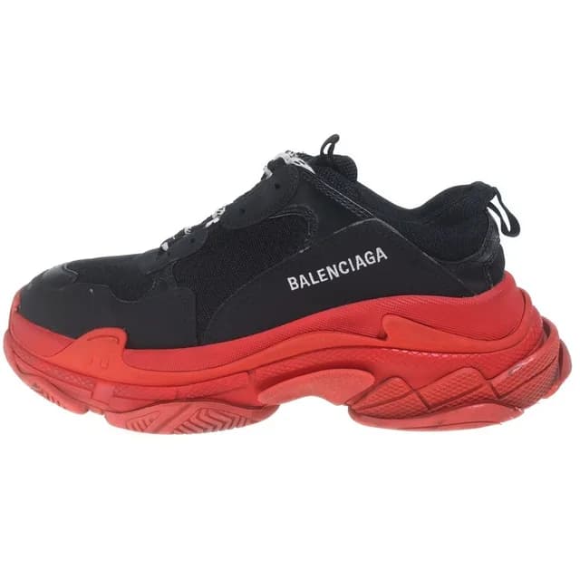 Balenciaga Triple S Leather Low-Cut Sneakers Black in Black Leather from The Reluxe, photo 1 of 1