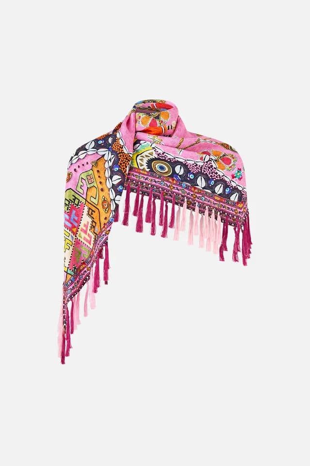 Camilla eBoutique DIAMOND SCARF WITH TASSELS PATCHWORK PANORAMA, image 1 of 1 from CAMILLA