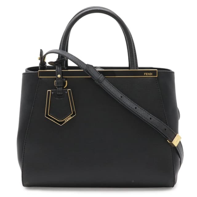 Fendi Petite Tote 2-Way Shoulder Bag Leather Black Gold in Black Leather from The Reluxe, photo 1 of 1