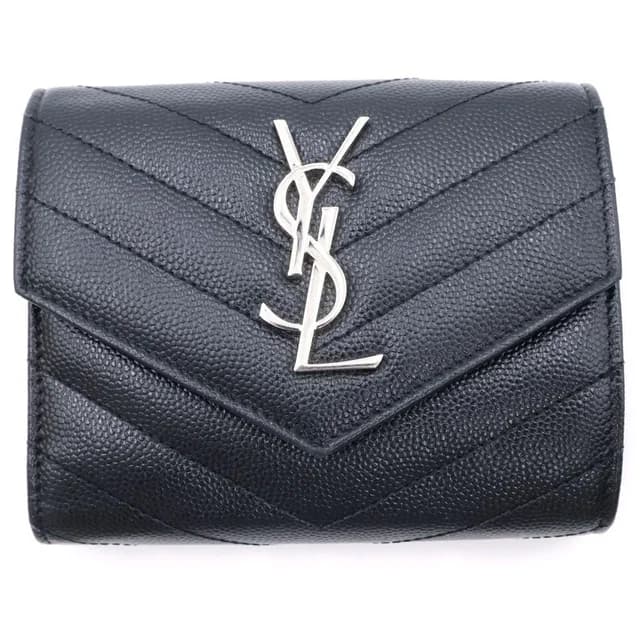 Saint Laurent Cassandra V-stitch Compact Three Fold Wallet Trifold Leather in Leather from The Reluxe, photo 1 of 1