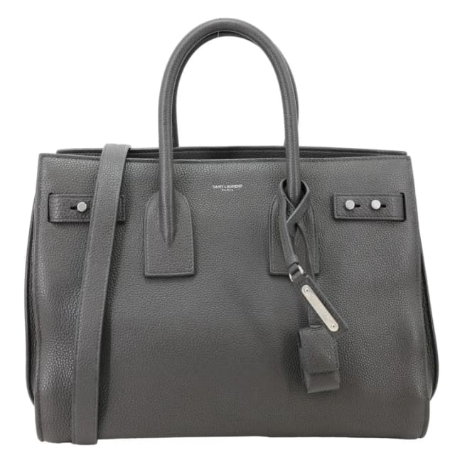 Saint Laurent Sac De Jour Grained Calfskin Leather Tote Bag Grey in Grey Caviar leather from Dallas Designer Handbags, photo 1 of 1