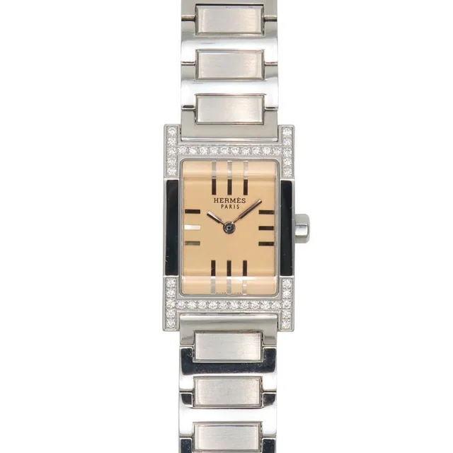Hermès Watch Tandem TA 1.230 Stainless Steel Diamond Silver Dial Orange Bezel in Orange from The Reluxe, photo 1 of 1