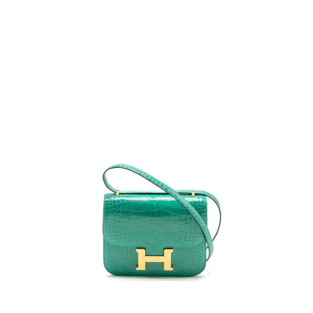 Hermès mini constance shiny alligator mississippiensis vert jade GHW stamp U in Green Crocodile from EMIER, photo 1 of 1