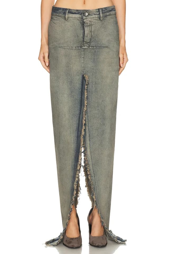 Rick Owens Denim Sliced Skirt, image 1 of 1 from FWRD