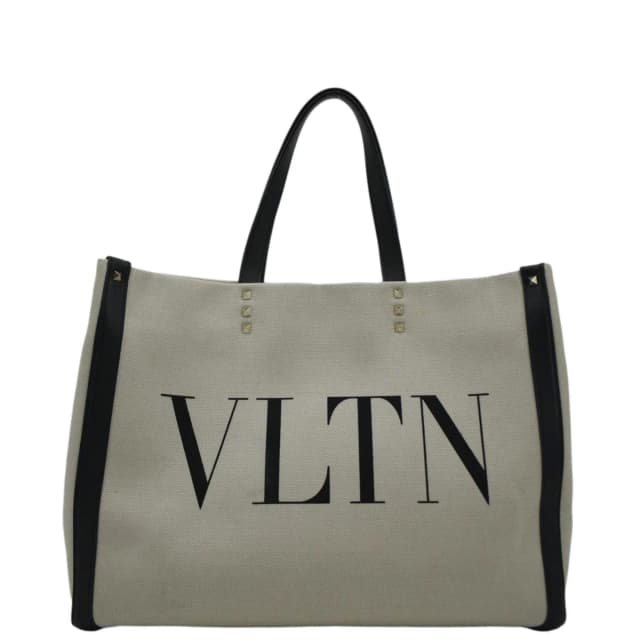 Valentino Garavani VLNT Small Canvas Tote Bag Cream in White Canvas from Dallas Designer Handbags, photo 1 of 1