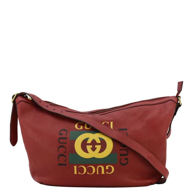 Gucci Half Moon Logo Calfskin Leather Hobo Shoulder Bag Red 523588 in Red Calfskin from Dallas Designer Handbags, photo 1 of 1