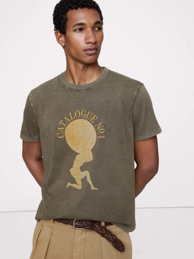 Banana Republic Archive Reissue Graphic T-Shirt in Heather Green, image 1 of 1 from Banana Republic (Canada)