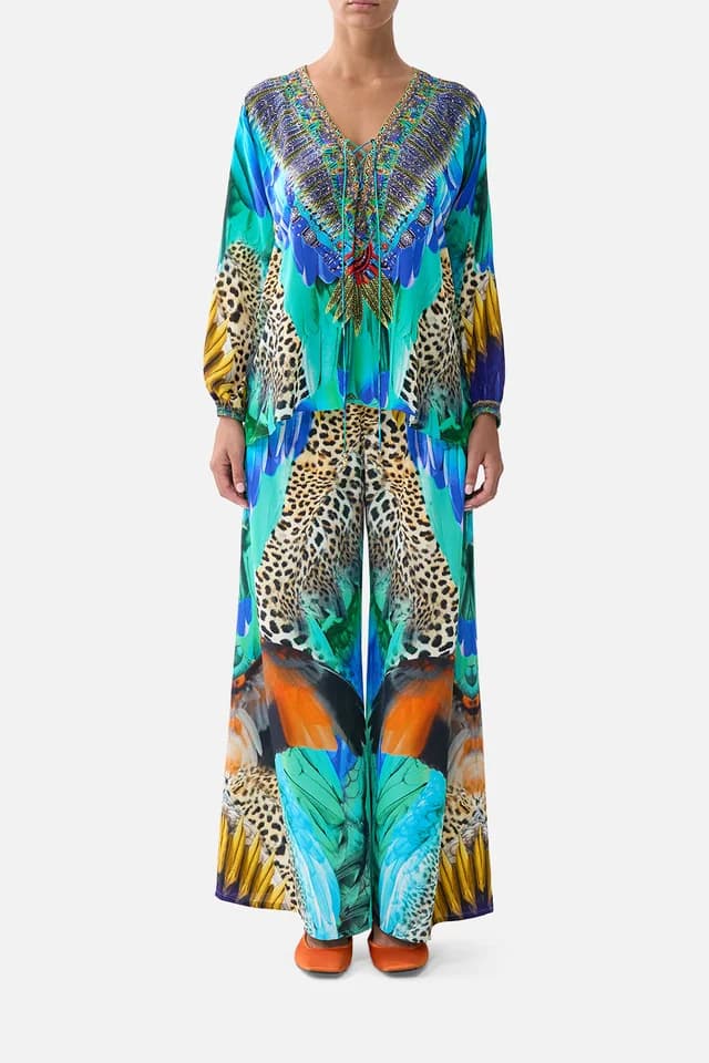 Camilla eBoutique LACE UP BLOUSE JUNGLE FLIGHT, image 1 of 1 from CAMILLA