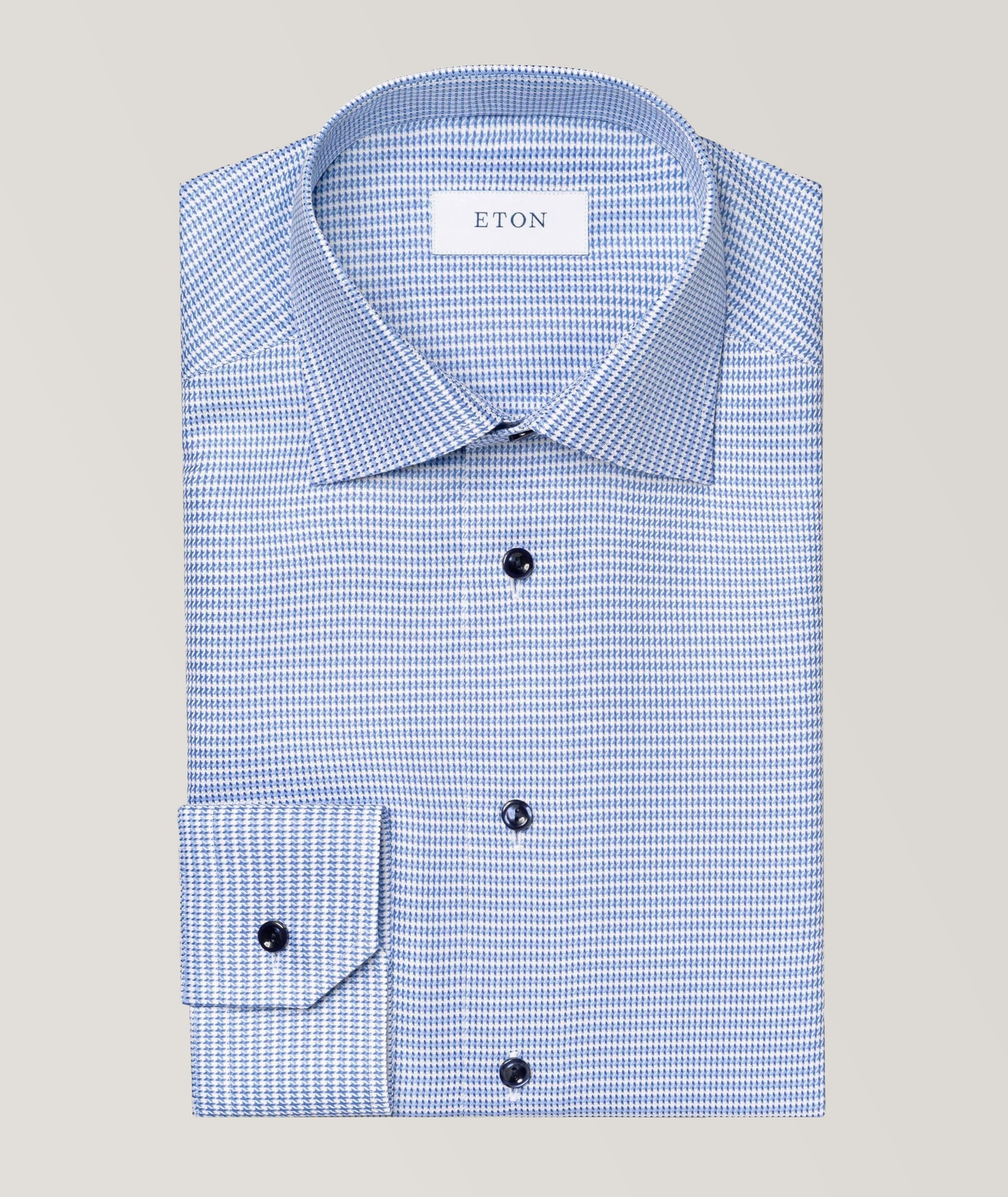 Eton Slim-Fit Houndstooth Twill Dress Shirt in Blue, image 1 of 1 from Harry Rosen