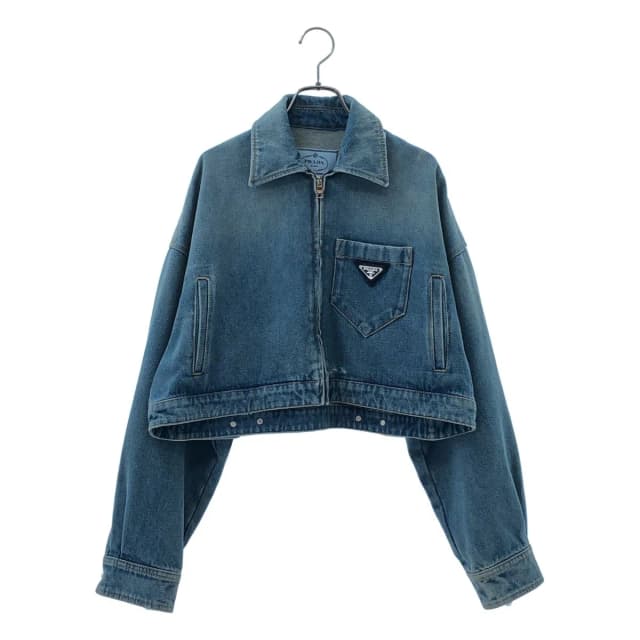 Prada Organic Denim Cropped Jacket Indigo 36 in Denim from The Reluxe, photo 1 of 1