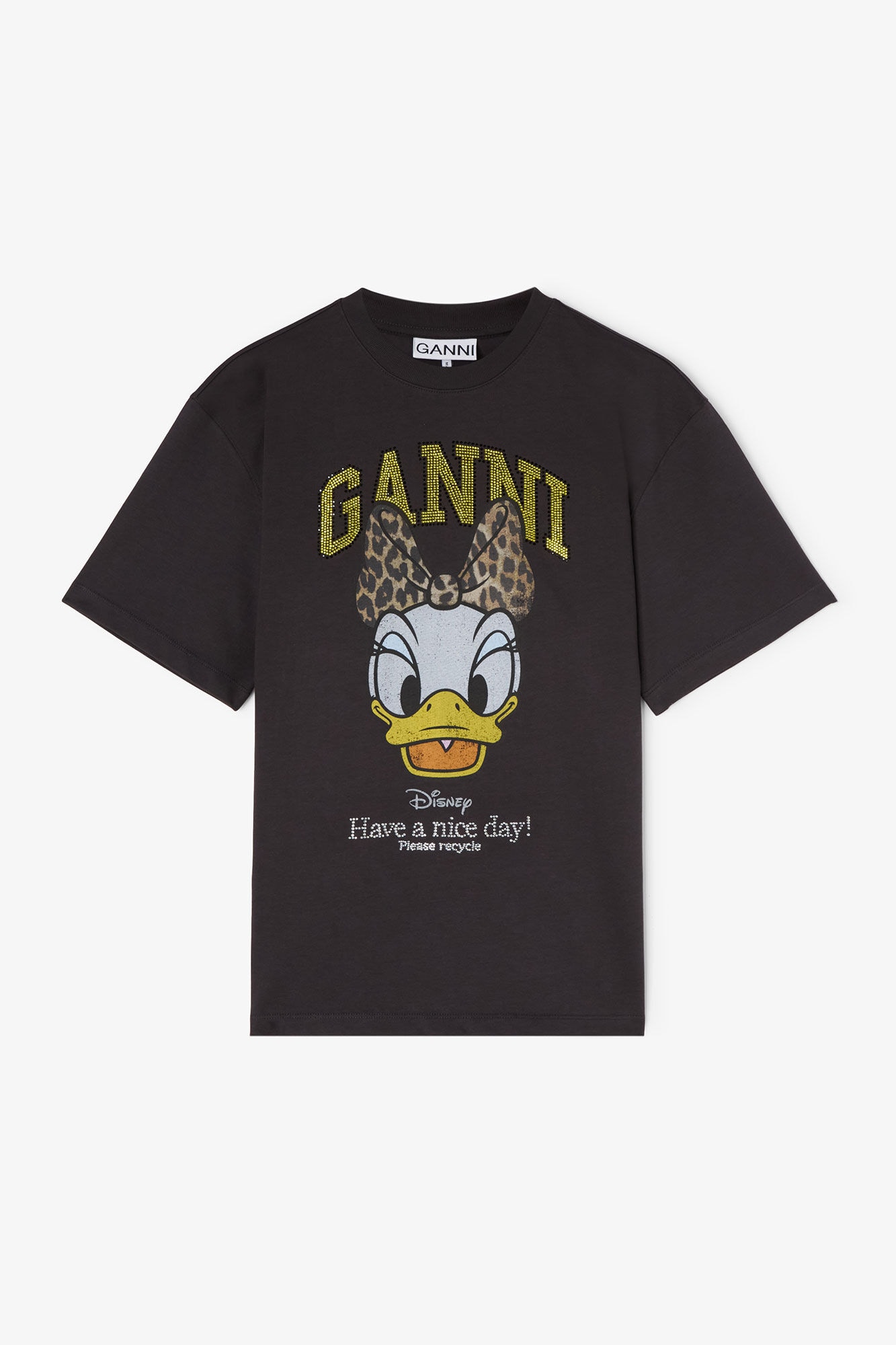 Black GANNI x Disney Daisy Print T-shirt in Phantom 100% Organic Cotton, image 1 of 1 from GANNI (US)