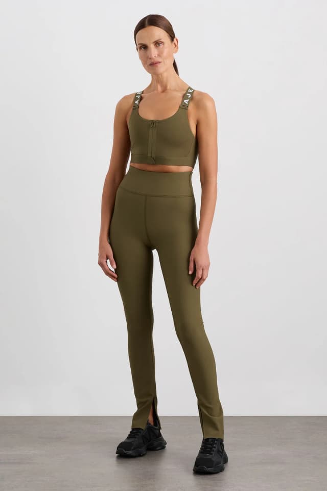 Athletica Zip Hem Full Length Legging 205 in DEEP KHAKI, image 1 of 1 from Aje