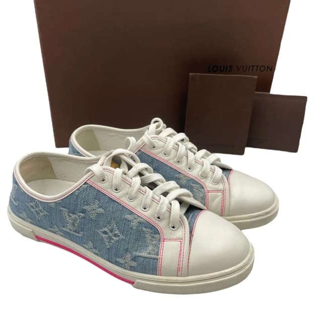Louis Vuitton Sneakers Denim Monogram White in White Denim from The Reluxe, photo 1 of 1