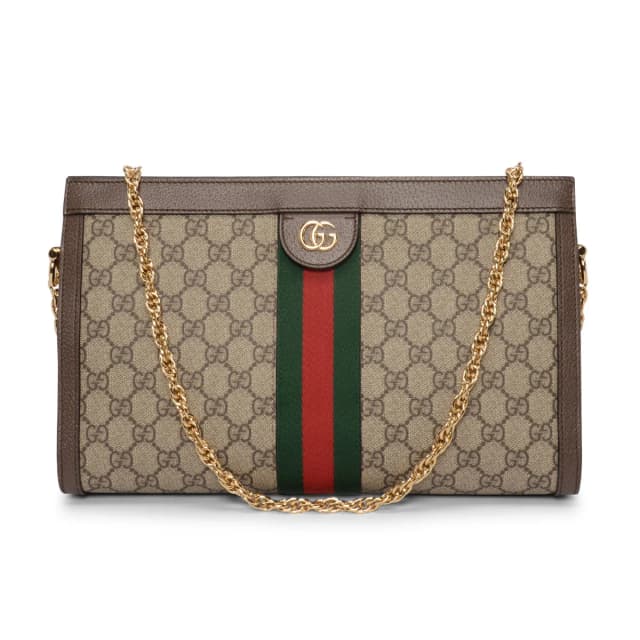 Gucci GG Supreme Web Small Ophidia Chain Bag in Brown from Blue Spinach, photo 1 of 1