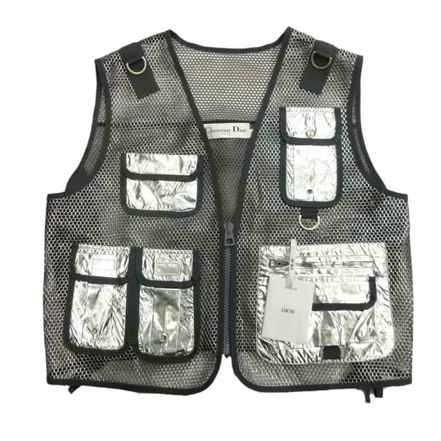 Dior Metallic Utility Mesh Vest Sleeveless Top Logo Silver M in Silver from The Reluxe, photo 1 of 1