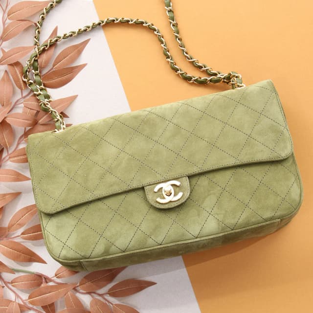 Chanel Maxi Green Quilted Suede Souplissimo Flap in Green Suede from Ann's Fabulous Finds, photo 1 of 1