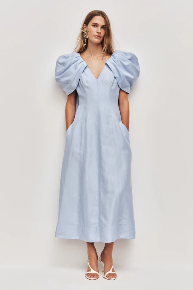 AJE Bisou Midi Dress in PALE BLUE, image 1 of 1 from Aje