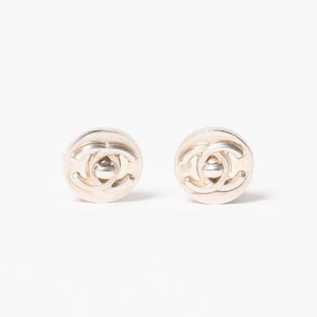Chanel CC Logo Earrings 97 Button Metal Silver in Silver from The Reluxe, photo 1 of 1