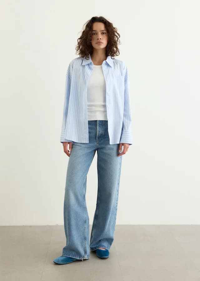 Incu Collection Diver Classic Blue Stripe Shirt in LIGHT BLUE STRIPE, image 1 of 1 from Incu