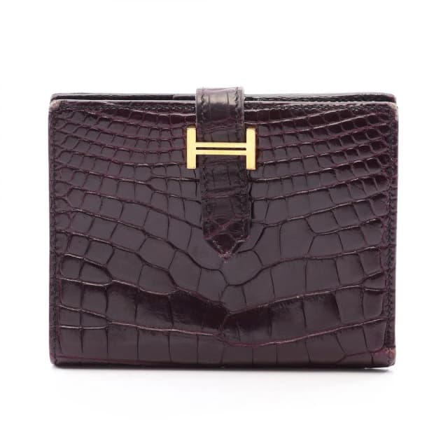 Hermès Bifold Wallet Bearn Compact Raisin in Crocodile from The Reluxe, photo 1 of 1