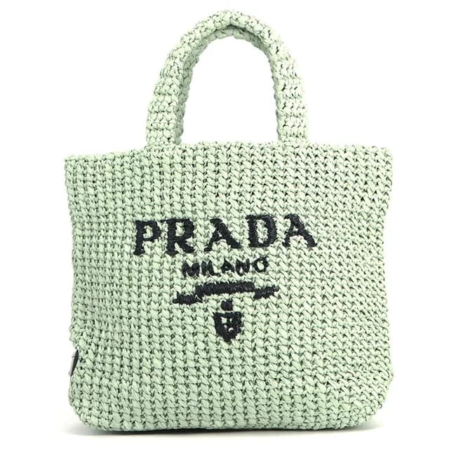 Prada Tote Bag Logo Crochet Small Raffia in Raffia from The Reluxe, photo 1 of 1